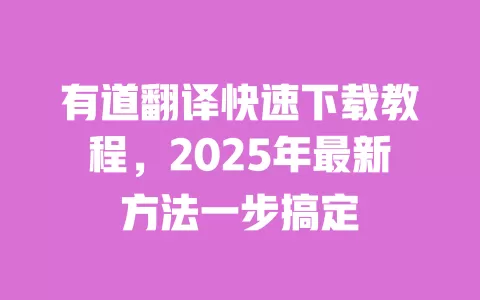 有道翻译快速下载教程,2025年最新方法一步搞定 一