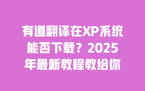 有道翻译在XP系统能否下载?2025年最新教程教给你 一