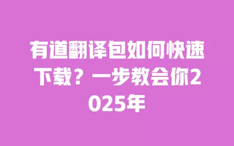 有道翻译包如何快速下载?一步教会你2025年 一