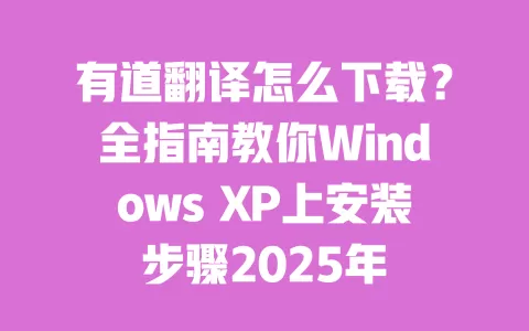 有道翻译怎么下载?全指南教你Windows XP上安装步骤2025年 一