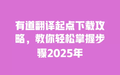 有道翻译起点下载攻略，教你轻松掌握步骤2025年 一