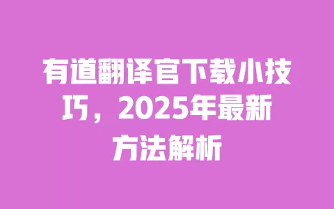 有道翻译官下载小技巧,2025年最新方法解析 一