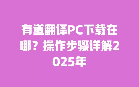 有道翻译PC下载在哪?操作步骤详解2025年 一