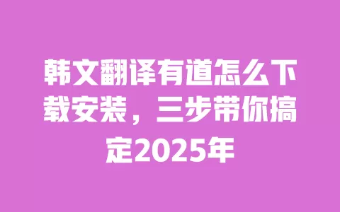 韩文翻译有道怎么下载安装，三步带你搞定2025年 一