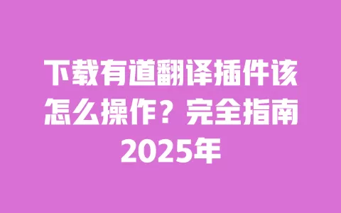 下载有道翻译插件该怎么操作？完全指南2025年 一