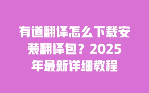 有道翻译怎么下载安装翻译包?2025年最新详细教程 一