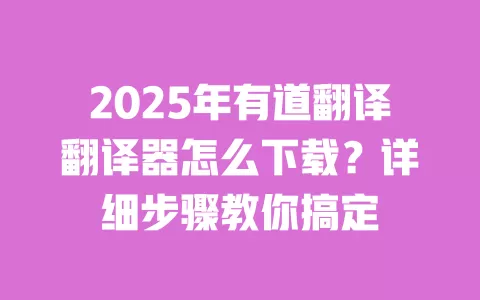 2025年有道翻译翻译器怎么下载？详细步骤教你搞定 一