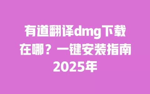 有道翻译dmg下载在哪？一键安装指南2025年 一