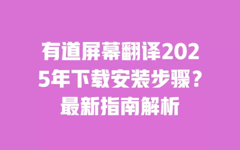 有道屏幕翻译2025年下载安装步骤?最新指南解析 一