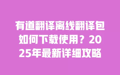 有道翻译离线翻译包如何下载使用？2025年最新详细攻略 一