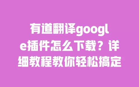 有道翻译google插件怎么下载?详细教程教你轻松搞定 一