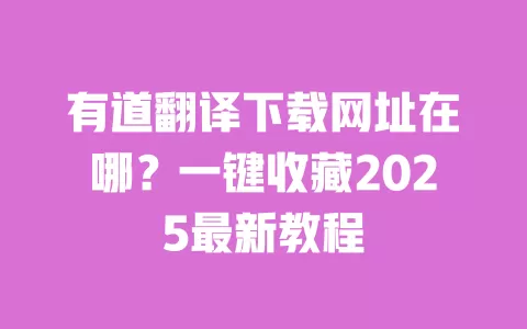 有道翻译下载网址在哪?一键收藏2025最新教程 一