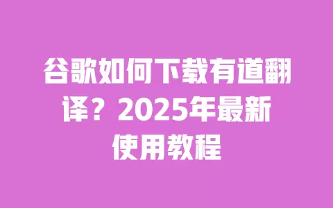 谷歌如何下载有道翻译?2025年最新使用教程 一