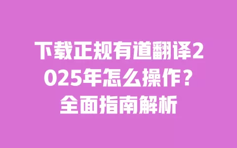 下载正规有道翻译2025年怎么操作？全面指南解析 一