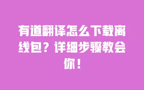 有道翻译怎么下载离线包?详细步骤教会你! 一