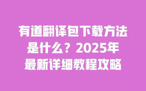 有道翻译包下载方法是什么？2025年最新详细教程攻略 一
