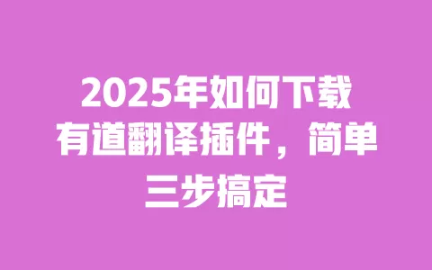 2025年如何下载有道翻译插件,简单三步搞定 一